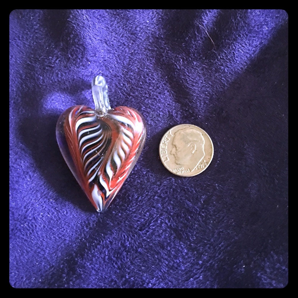 Red and black glass heart pendant